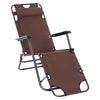 Chaise Longue Exterieure Outsunny 2 Niveaux, Fauteuil Inclinable Zero Gravite Avec Coussin, Marron