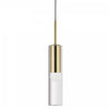 Luminaire suspendu Palmer de Dainolite en verre transparent, avec fini laiton vieilli et 1 ampoule
