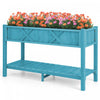 Costway Hips Souleve Lit De Jardin Poly Bois Eleve Planter Boite Avec Les Jambes, Etagere De Stockage Bleu