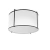 Plafonnier affleuré Trapezoid de Dainolite avec abat-jour cylindrique noir et blanc qui diffuse la lumière, tissu blanc et 2 ampoules