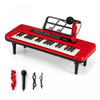 Costway Clavier de Piano Portable pour Enfants 37 Touches, Jouet Musical avec Microphone et Pupitre - Rouge