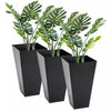 Outsunny Lot De 3 Pots De Fleurs En Plastique De 28\", Grands Pots De Fleurs Coniques En Plastique Pour Exterieur Et Interieur, Pour Entree, Patio, Cour, Noir