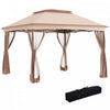 Tonnelle Barnum De Jardin Pop-up Pliant 3,25l X 3,25l X 2,65h M Acier Polyester Moustiquaires + Sac De Transport Cafe
