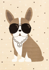 Carpette Forte à motif de chien confiant pour enfants - 5 pi 3 po x 7 pi 5 po