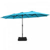 Costway Parasol double face 15FT a manivelle avec base pour marche exterieur Turquoise