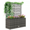 Outsunny Jardiniere surelevee en osier avec treillis, bac a plantes, gris