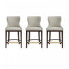 Tabouret de comptoir Blair moderne en bois avec revetement en tissu couleur pierre - Lot de 3
