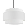 Luminaire suspendu Priya de Dainolite de 22 po de diamètre avec abat-jour blanc, fini noir mat et 4 ampoules
