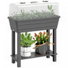Outsunny Lit de jardin sureleve a arrosage automatique 41 L, gris fonce