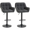 HOMCOM 2 Tabourets de Bar Reglables Pivotants Tissu Capitonne