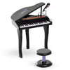 Qaba Mini Piano Musical Electronique 37 Touches Clavier Multifonction Enfants Jouet Avec Microphone Tabouret (noir)
