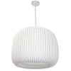 Luminaire suspendu Mia de Dainolite avec abat-jour à fentes, fini blanc et 1 ampoule