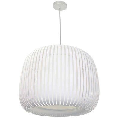 Dainolite Mia 1 Light Pendant White Slit Shade Lamp|Luminaire suspendu Mia de Dainolite avec abat-jour à fentes, fini blanc et 1 ampoule