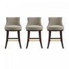 Tabouret de comptoir moderne Lucia en bois et chenille taupe - Lot de 3