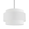 Luminaire suspendu Priya de Dainolite de 22 po de diamètre avec abat-jour blanc, fini chromé poli et 4 ampoules