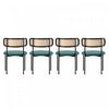 Chaises de salle a manger Mason en rotin avec pieds en metal et coussins en velours, lot de 4, vert