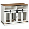 Pawhut Cage Pour Chiens De Grande Taille Avec Separateur Amovible, Niche Pour 2 Petits Chiens Avec Rangement, Blanc