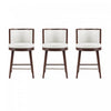 Tabouret de comptoir moderne en bois et tissu Evalyn, blanc - Lot de 3