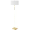 Lampe à pied Fernanda de Dainolite avec abat-jour blanc, fini laiton vieilli et 2 ampoule