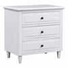 U_Style Table de Nuit Peinte 28 po avec 3 Tiroirs a Glissiere Douce et Pieds en Bois de Caoutchouc, Blanc