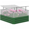 Outsunny Lit De Jardin Sureleve Galvanise Avec Serre, Jardinieres En Acier Pour Plantes D'exterieur, Fleurs, Herbes Et Legumes, Utilisation Pour Terrasse, Jardin, Balcon, Vert Fonce