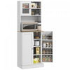 HOMCOM Armoire de rangement, garde-manger de cuisine de 66,5 po, blanc
