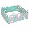 Qaba 2.1' Parc Pour Bebe Barriere De Securite Pour Enfants Mom's Helper Safety Yard Cloture Pour Centre D'activites Pour Enfants Pour La Maison, L'interieur Et L'exterieur, 14 Pieces (vert Et Gris)