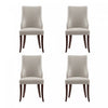Chaise de salle a manger moderne Connie en cuir vegetalien et velours avec structure en bois, gris clair - Lot de 4