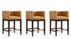 Tabouret de comptoir Kingsley style milieu du siecle en bois et tissu, coloris camel - Lot de 3