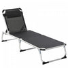 Outsunny Chaise Longue Pliante Avec Appuie-tete Dossier Reglable, Noir