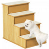 Pawhut Marche Escaliers 4 Niveaux En Bois Chien Pour Animaux De Compagnie Pour Lit Haut, Echelle De Chat Pour Canape De Lit Avec Tapis Antiderapant, Bois Naturel