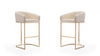 Tabouret de bar rembourre en metal style mid-century moderne Louvre, creme - Lot de 2