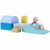 Qaba Jouets D'escalade Pour Tout-petits, 6 Pieces, Equipement De Jeu Doux Pour Enfants, Blocs D'escalade Pour Bebe Pour La Motricite, La Coordination Des Couleurs, Jaune Et Vert