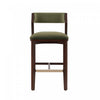 Tabouret de bar moderne Patricia en bois avec revetement en tissu vert tortue
