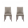 Chaise de salle a manger moderne Connie en bois, cuir vegetalien et velours taupe - Lot de 2