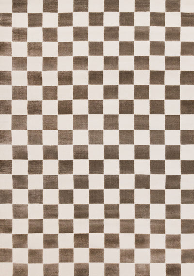 Leopold Checkered Brown White Geometric Area Rug - 7'10" x 10'6"|Carpette géométrique Leopold brune et blanche à motif de carreaux - 7 pi 10 po x 10 pi 6 po