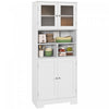 HOMCOM Armoire de rangement de cuisine moderne avec portes vitrees, Blanc