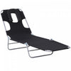 Chaise Longue D'exterieur Outsunny, Chaise Longue Pliable Reglable, Noire.