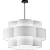 Lustre Phlox de Dainolite avec abat-jour blanc, fini noir mat et 4 ampoules