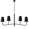 Lustre horizontal Eleanor de Dainolite avec abat-jour noir et argenté, fini noir mat et 4 ampoules
