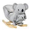 Qaba Porteur En Peluche Pour Enfants Cheval A Bascule En Forme De Koala Jouet A Bascule En Peluche Avec Poupee Gantee Sons Realistes Pour Enfant 18-36 Mois Gris