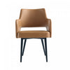 Fauteuil moderne Tremont en metal et cuir vegetalien couleur selle