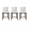 Tabouret de comptoir Blair moderne en bois et tissu blanc - Lot de 3