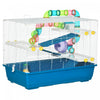 Pawhut Grande Cage Pour Hamster De 31 Cm, Maison Pour Petits Animaux, Refuge Pour Gerbilles A Plusieurs Etages, Systeme De Tube Tunnel, Avec Bouteille D'eau, Roue D'exercice, Plat De Nourriture