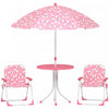 Qaba Table de Pique-Nique pour Enfants 2 Chaises Pliantes et Parasol, Rose
