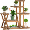 Outsunny Etagere A Fleurs 5 Niveaux Support Pour Pot De Fleurs En Bois Porte Plantes Pour Salon Entree Balcon Terrasse Patio Bois Massif De Sapin Carbonise