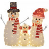 Outsunny Lot de 3 bonhommes de neige de Noel avec lumieres LED, Blanc