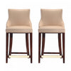 Tabouret de comptoir moderne en bois avec assise rembourree Shubert, couleur beige - Lot de 2