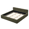 Lit plateforme Toby en tissu lin avec tete et pied de lit epaissis, taille king, vert