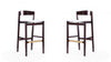 Tabouret de bar en bois rembourre ivoire style Klismos mi-siecle moderne - Lot de 2